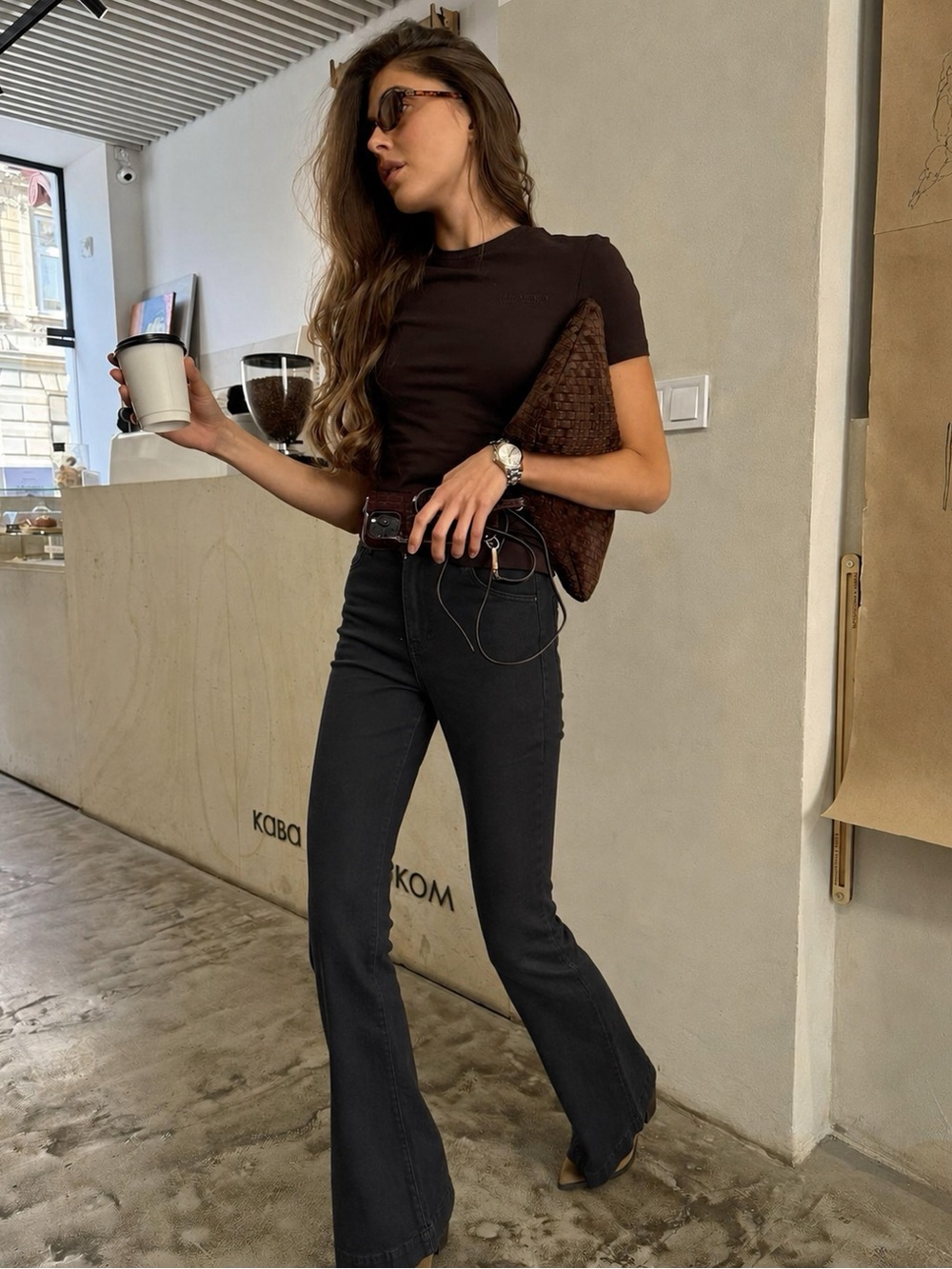 H&M Black High-Waisted Flare Jeans Size 8 Stretch Denim Y2K